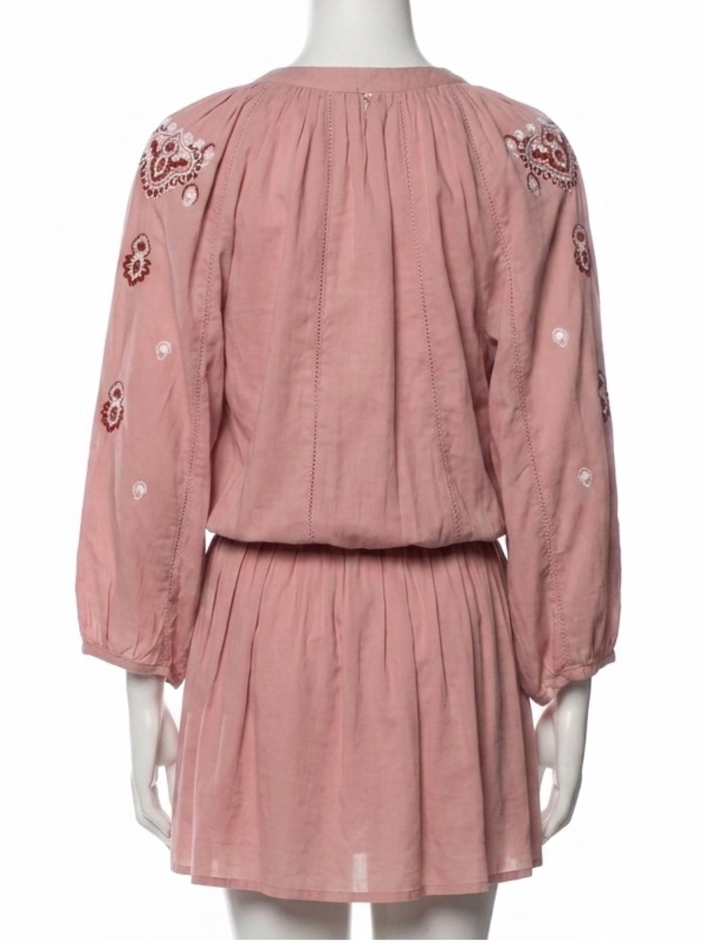 Nordstrom MELISSA ODABASH Nadja Embroidered Kaftan Mini Dress salmon pink $285 - Picture 6 of 8